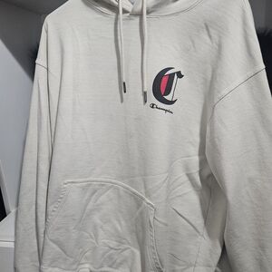 Champion Men's Off-White Hoodie with Logo